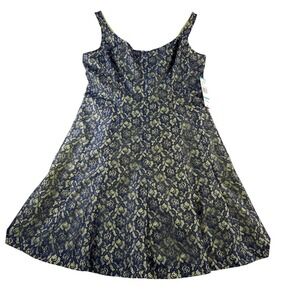 Nine & Co Dress Navy Yellow Lace Fit Flare Knee Length Women's Size 16